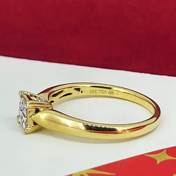 18ct Yellow Gold Princess Cut Illusion Set Diamond Ring-18ct gold-illusion-set-princess-cut-ring.webp